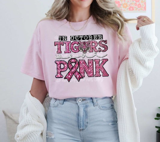 In October Tigers Wear Pink #5637 - Ready to Press DTF Transfer Full Color