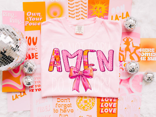 Amen Bow #5035 - Ready to Press DTF Transfer Full Color