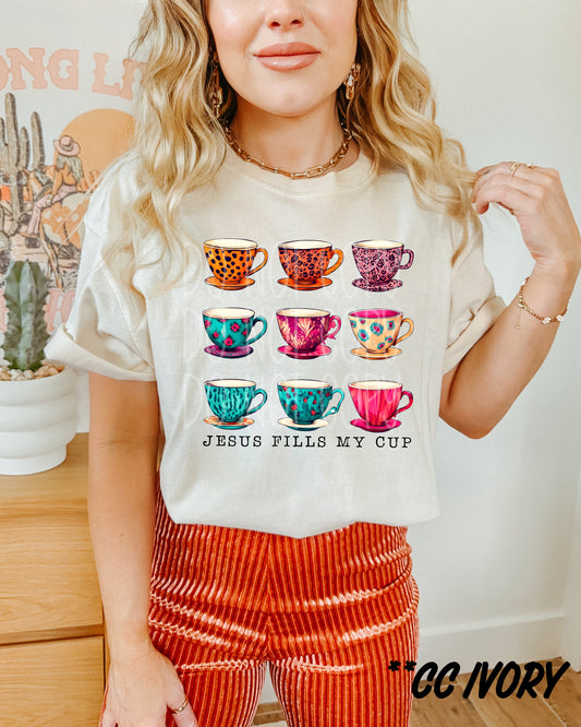 Jesus Fills My Cup #5152 - Ready to Press DTF Transfer Full Color - Pro Blanks