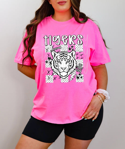 Tigers Mascot Dotties & Doodles #6919 - Ready to Press DTF Transfer Full Color