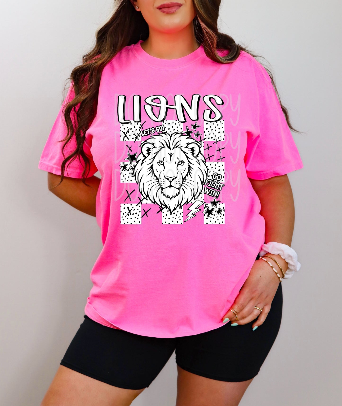 Lions Mascot Dotties & Doodles #6925 - Ready to Press DTF Transfer Full Color