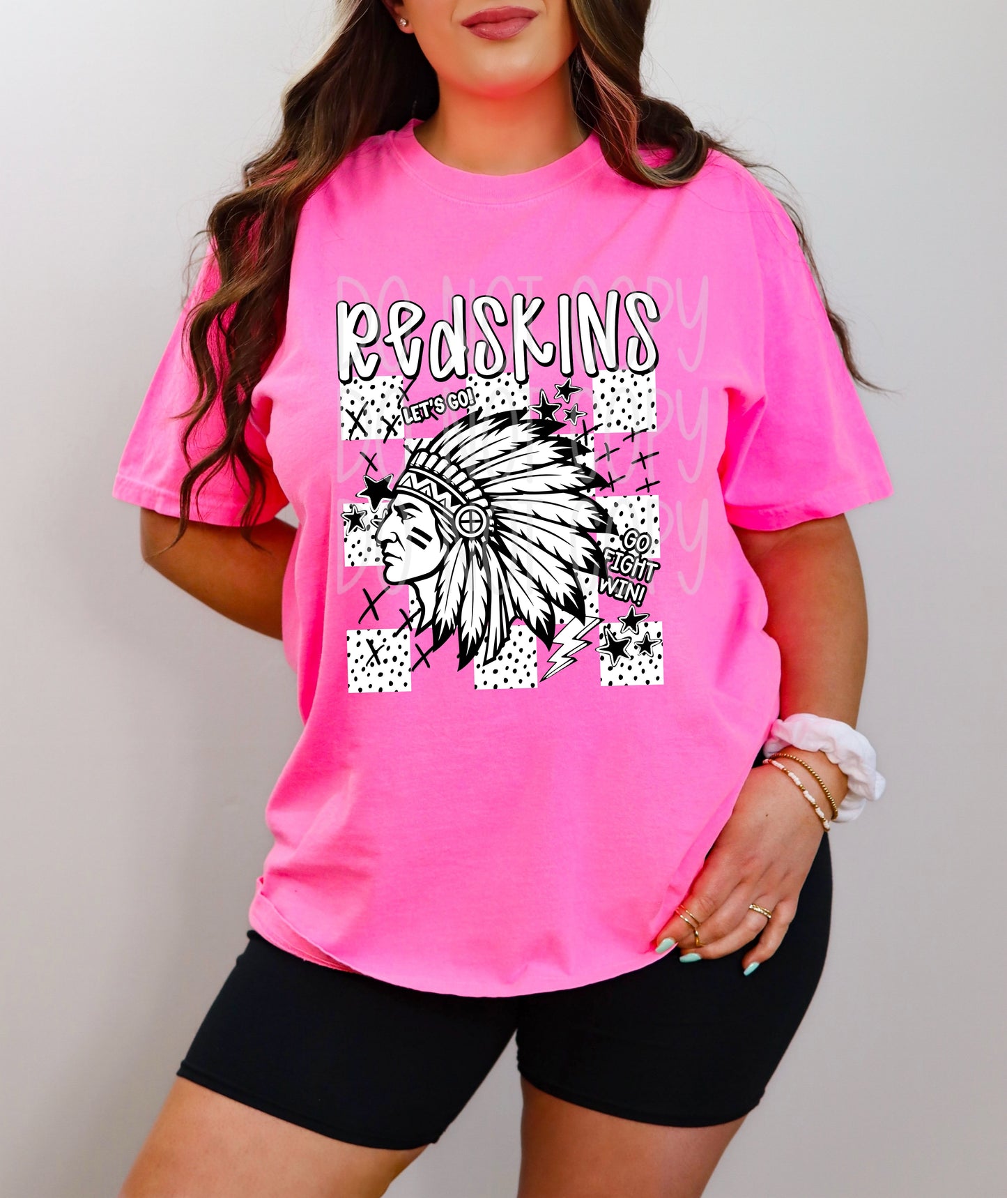 Redskins Mascot Dotties & Doodles #6934 - Ready to Press DTF Transfer Full Color