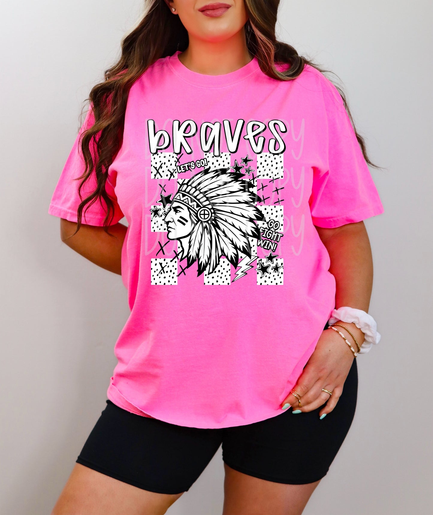 Braves Mascot Dotties & Doodles #6929 - Ready to Press DTF Transfer Full Color