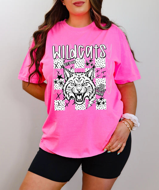 Wildcats Mascot Dotties & Doodles #6933 - Ready to Press DTF Transfer Full Color