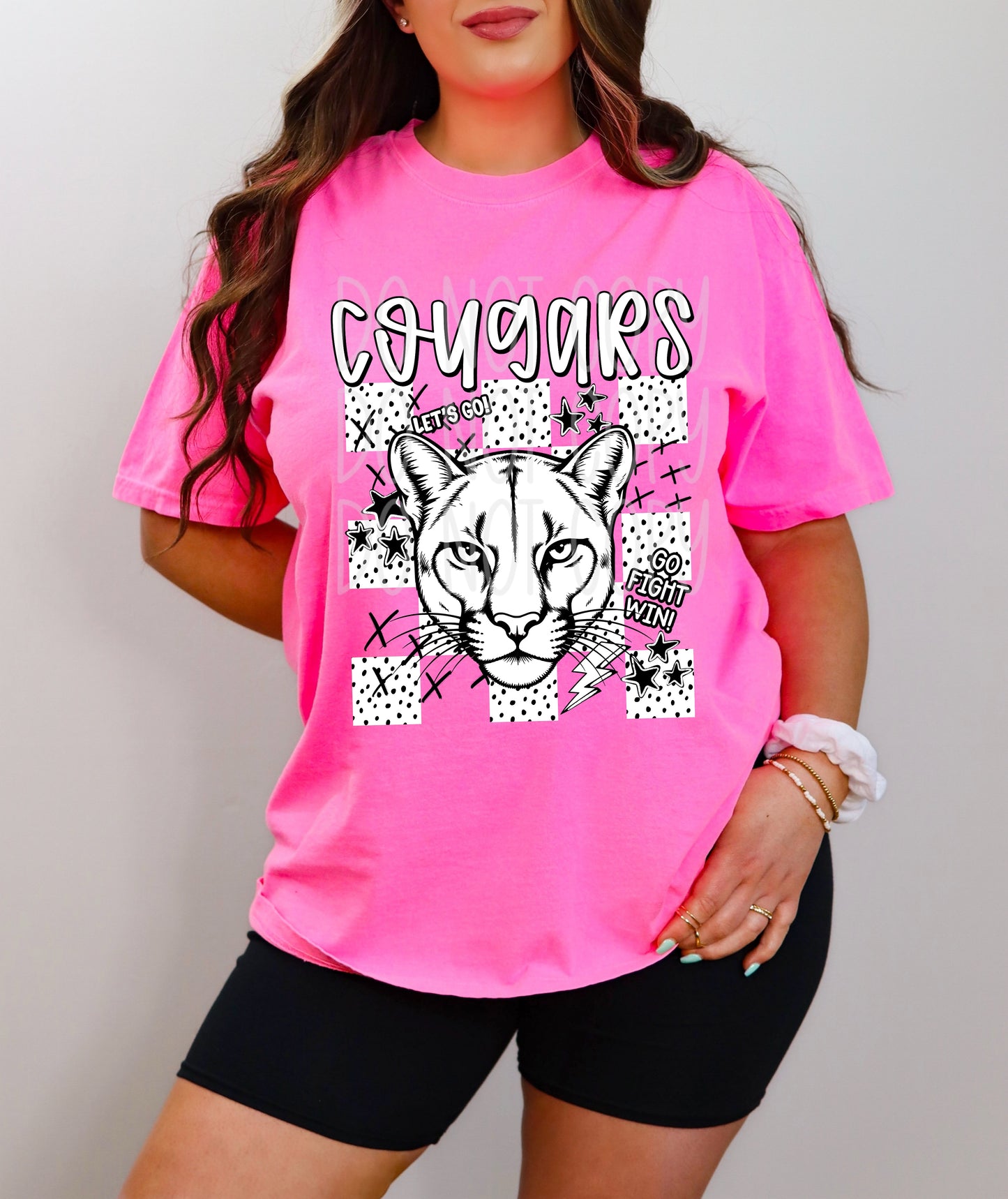 Cougars Mascot Dotties & Doodles #6936 - Ready to Press DTF Transfer Full Color