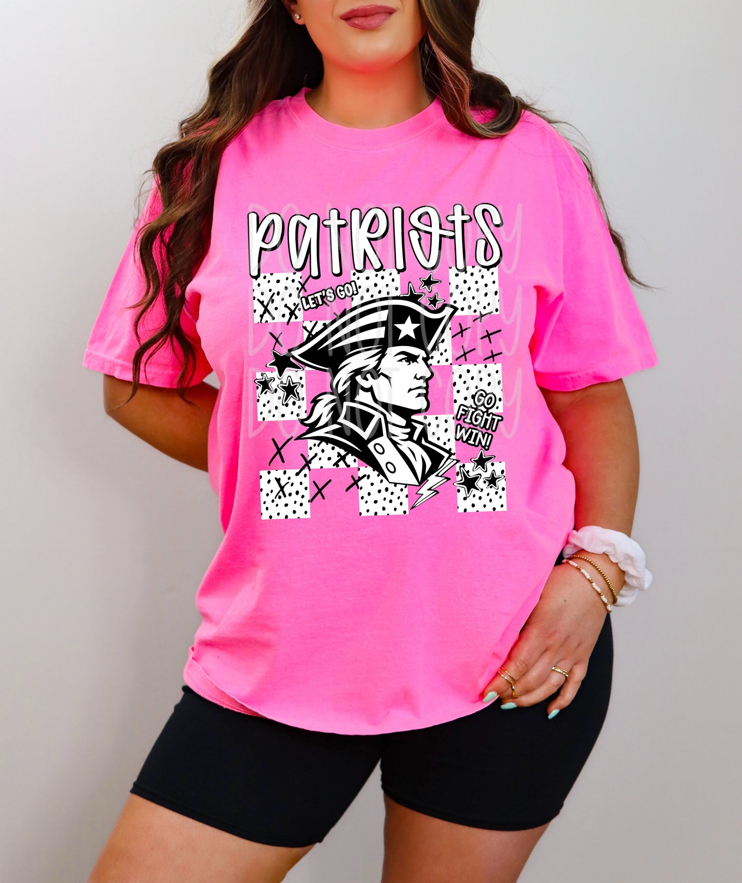 Patriots Mascot Dotties & Doodles #6913 - Ready to Press DTF Transfer Full Color