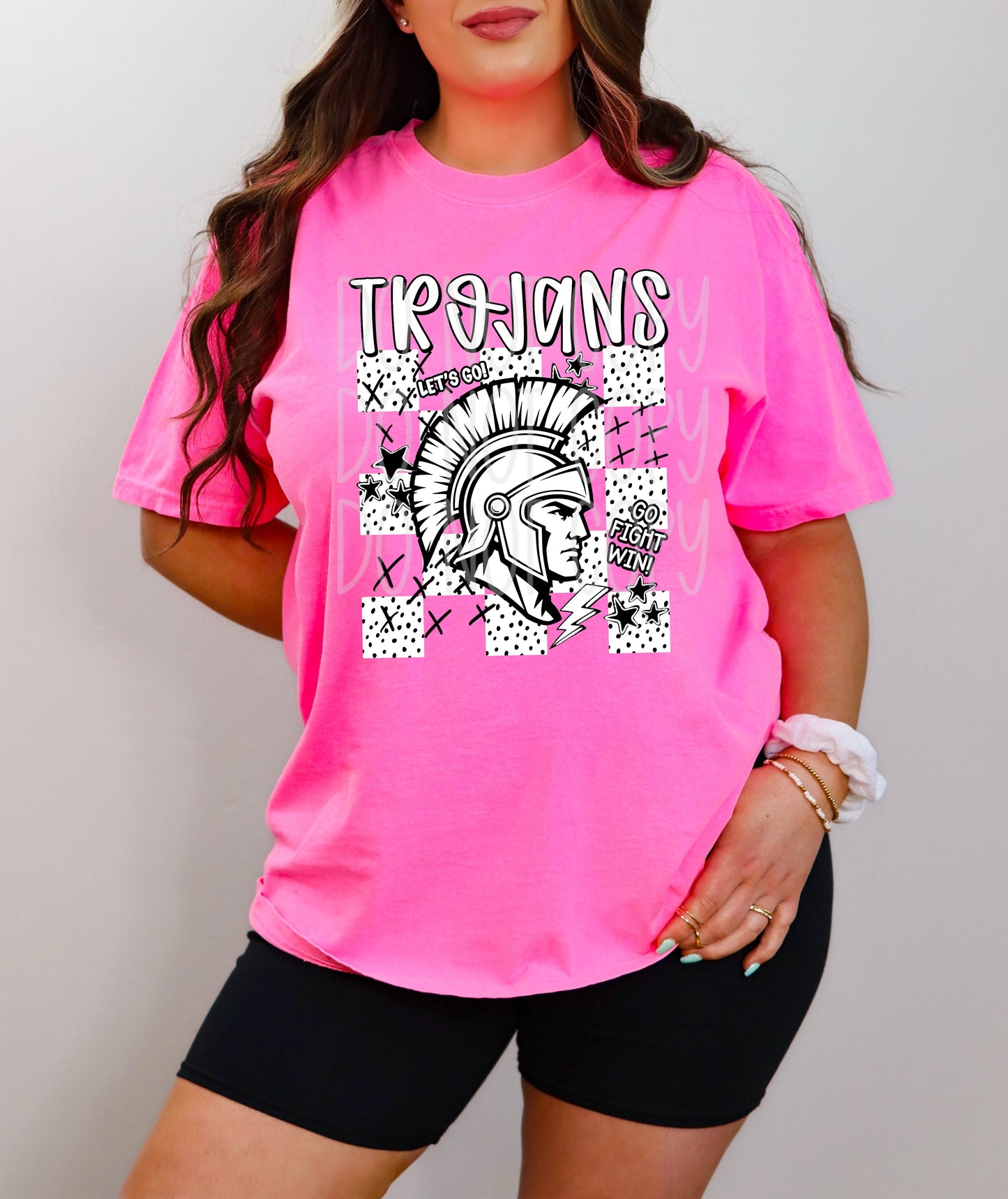 Trojans Mascot Dotties & Doodles #6922 - Ready to Press DTF Transfer Full Color