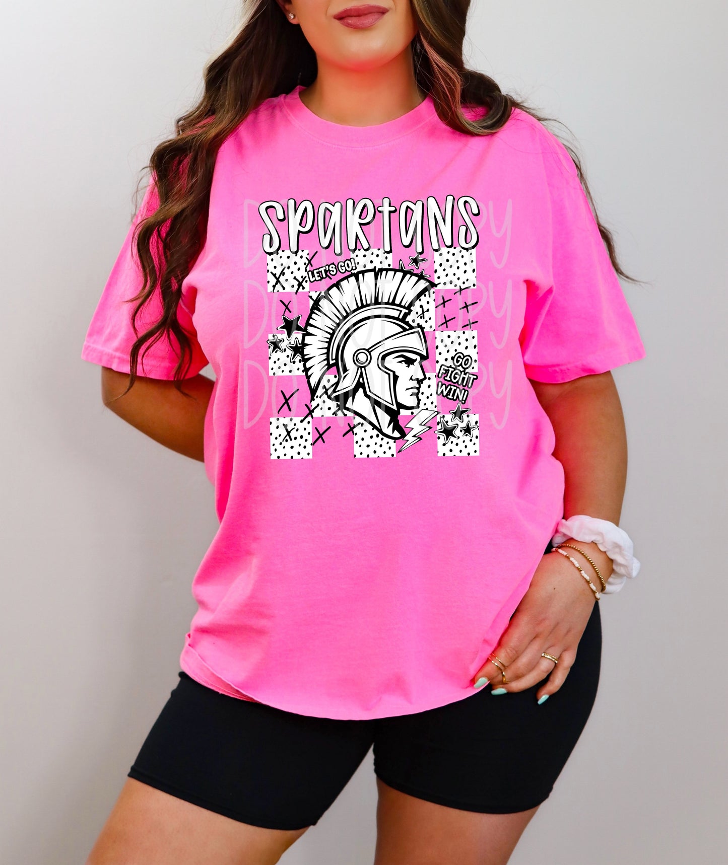 Spartans Mascot Dotties & Doodles #6924 - Ready to Press DTF Transfer Full Color