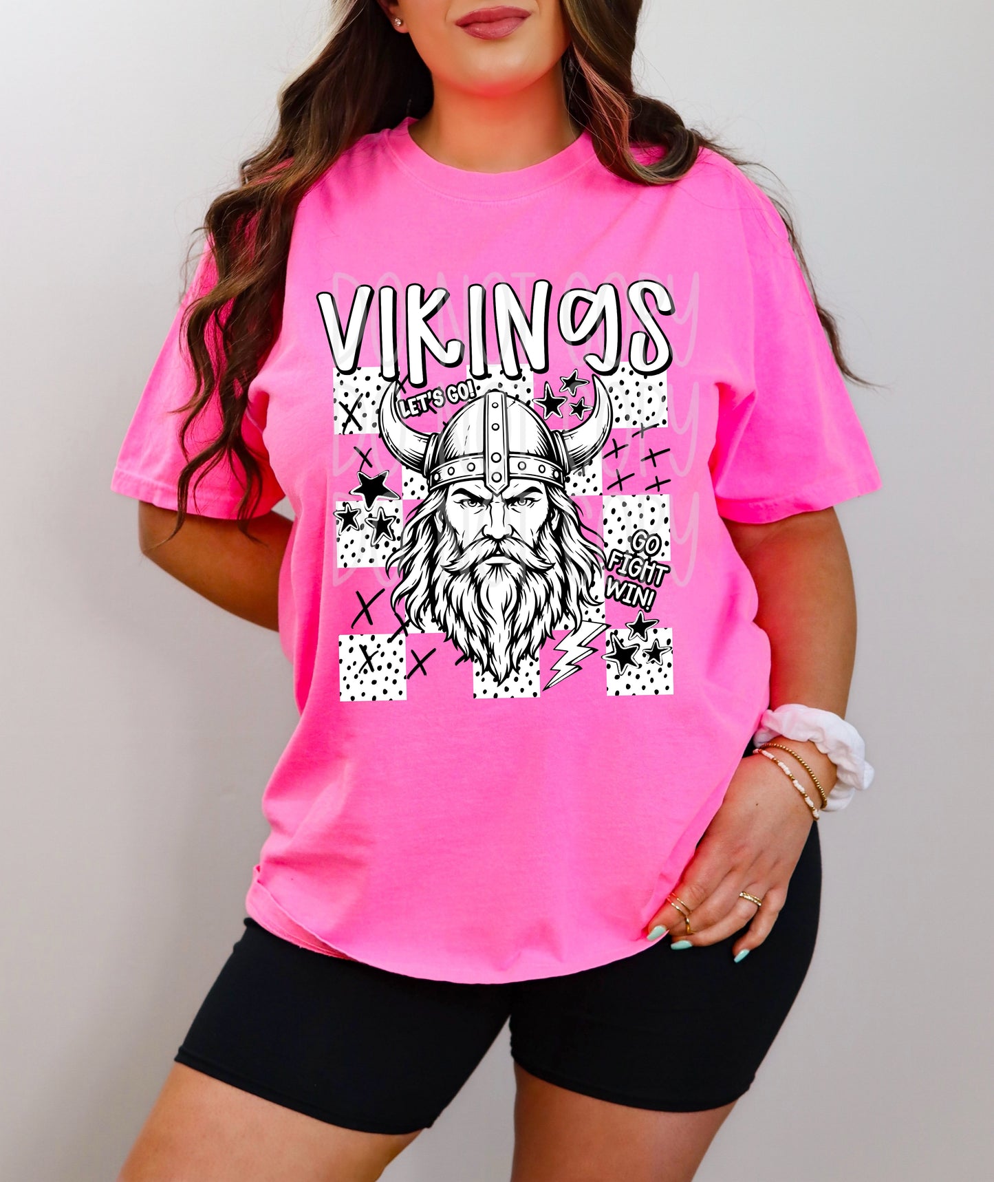Vikings Mascot Dotties & Doodles #6937 - Ready to Press DTF Transfer Full Color