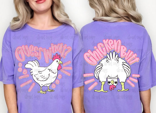 Chicken Butt! (Pink Chicken) #6598 - Ready to Press DTF Transfer Full Color