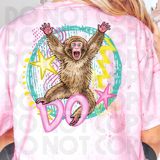 Retro Colors Monkey Do #6653 - Ready to Press DTF Transfer Full Color