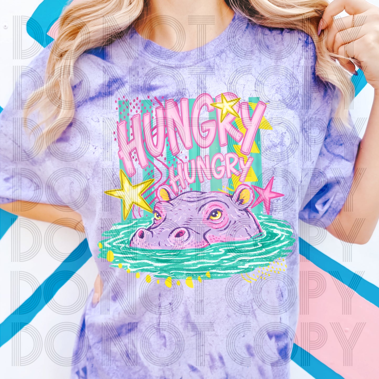 Retro Colors Hungry Hungry Hippo #6651 - Ready to Press DTF Transfer Full Color