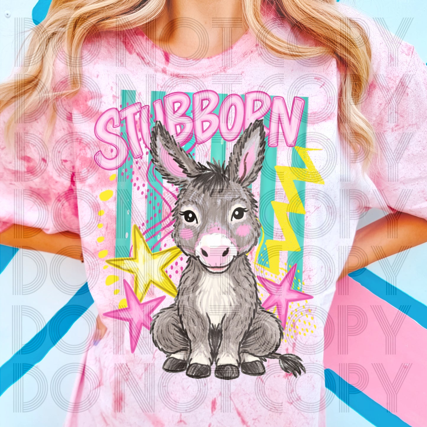 Retro Colors Stubborn Donkey #6656 - Ready to Press DTF Transfer Full Color