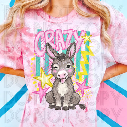 Retro Colors Crazy Donkey #6655 - Ready to Press DTF Transfer Full Color