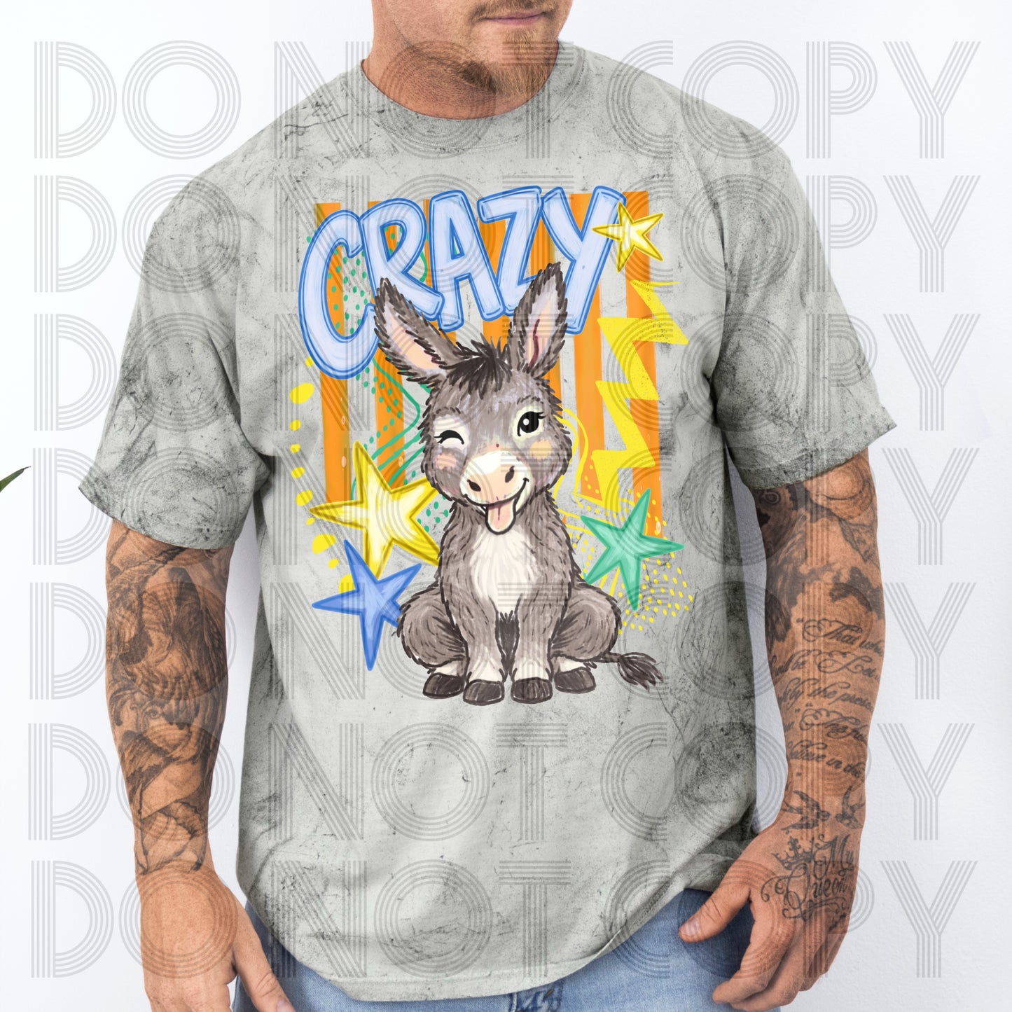 Crazy Donkey #6647 - Ready to Press DTF Transfer Full Color
