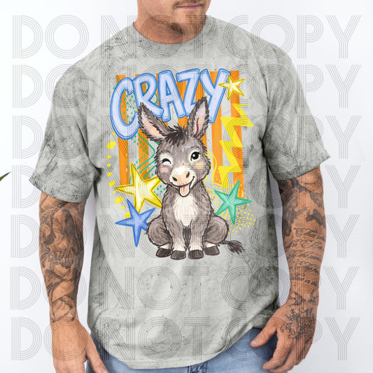 Crazy Donkey #6647 - Ready to Press DTF Transfer Full Color