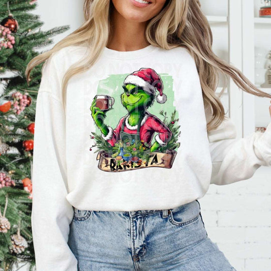 Barista Tea Grinch #1205 - Ready to Press DTF Transfer Full Color