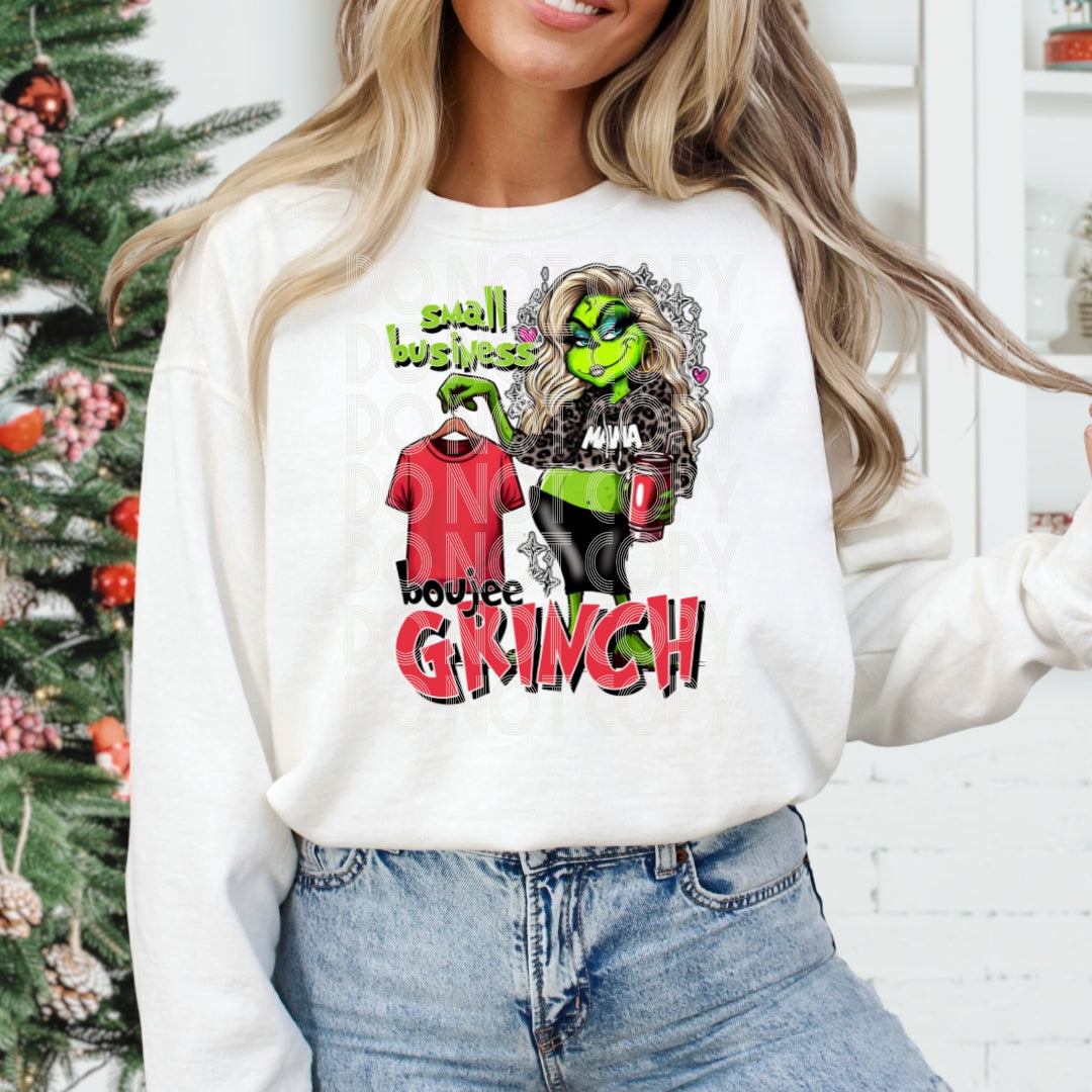 Small Business Boujee Grinch #1203 - Ready to Press DTF Transfer Full Color
