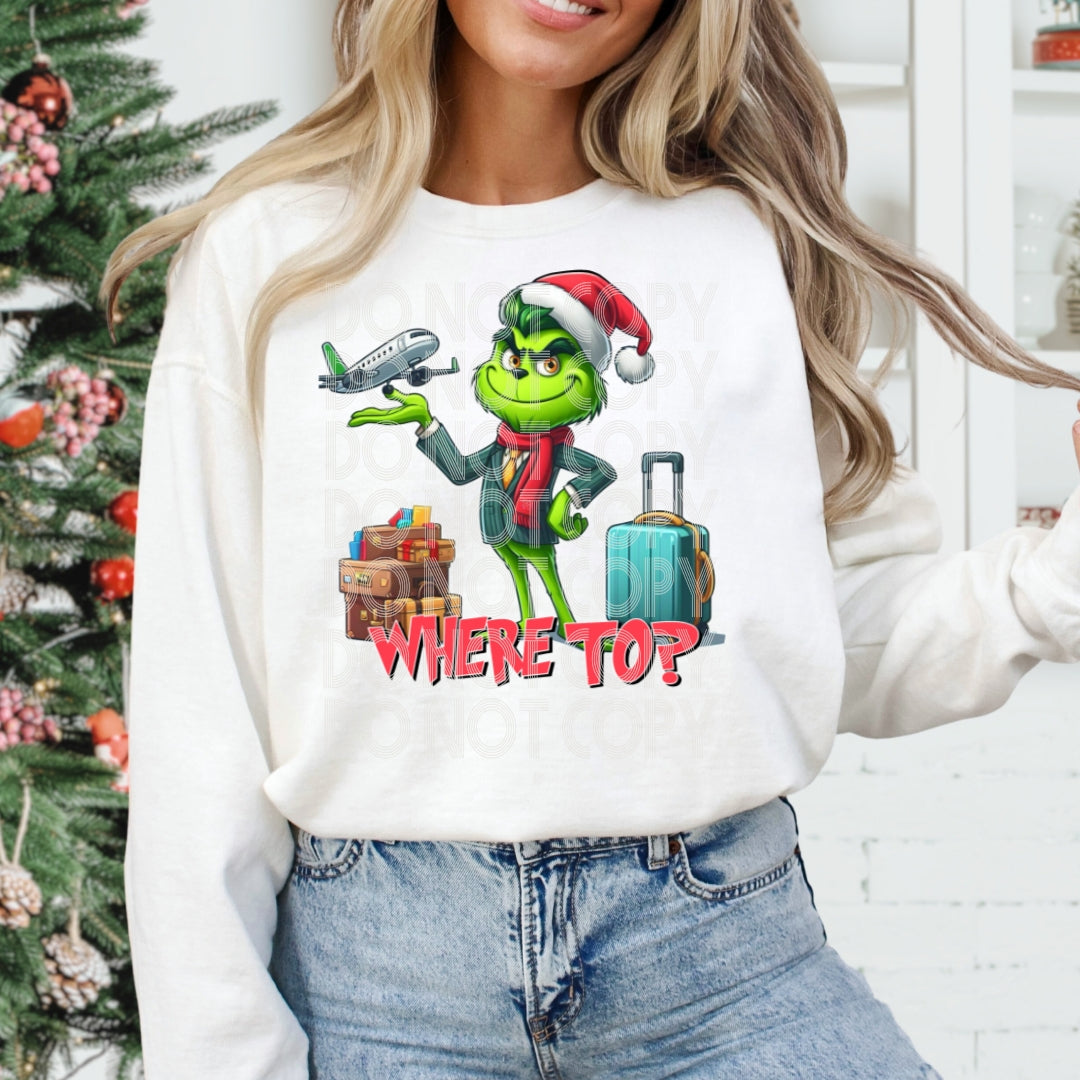 Travel Agent Male Grinch #1199 - Ready to Press DTF Transfer Full Color