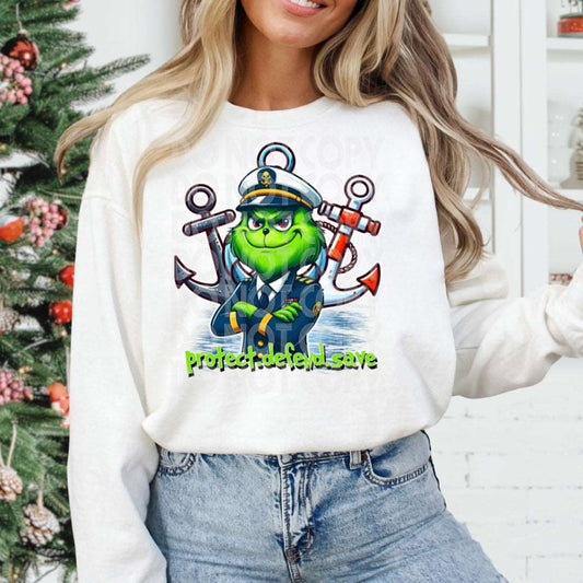 Coast Guard Grinch #1192 - Ready to Press DTF Transfer Full Color