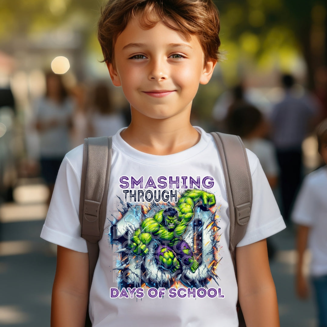 Smashing Through 100 Days Of School #1423  - Ready to Press DTF Transfer Full Color