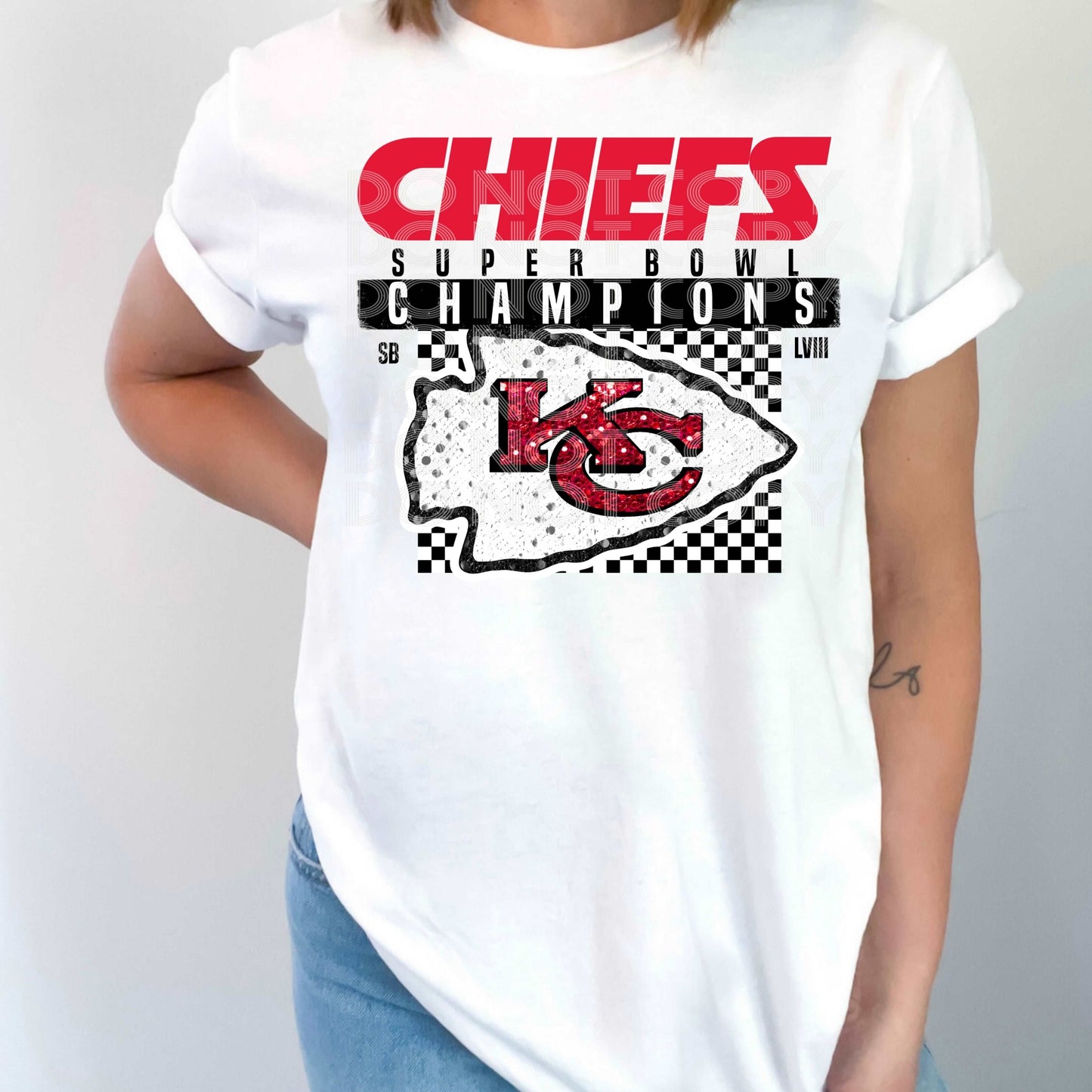 Chiefs Champs Checkered #1709 - Ready to Press DTF Transfer Full Color