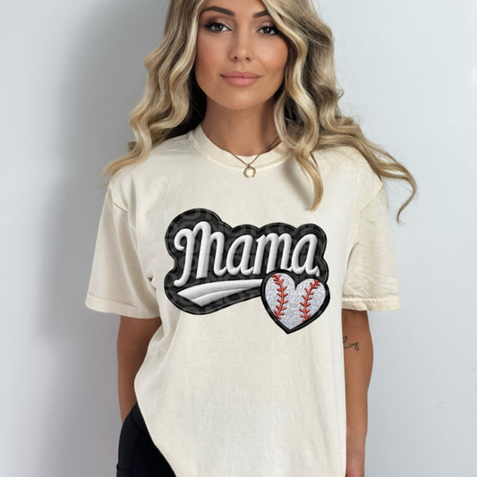 Mama Faux Embroidery Baseball #1778 - Ready to Press DTF Transfer Full Color
