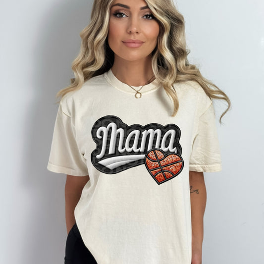 Mama Faux Embroidery Basketball #1781 - Ready to Press DTF Transfer Full Color