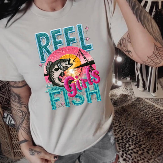 Reel Girls Fish #2050 - Ready to Press DTF Transfer Full Color