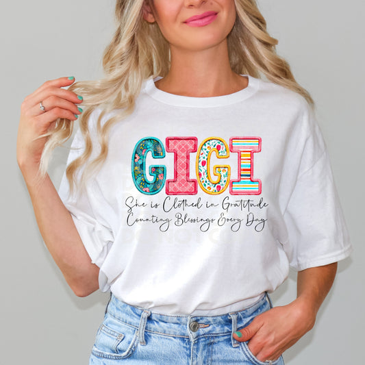 Clothed In Gratitude Gigi #3025 - Ready to Press DTF Transfer Full Color