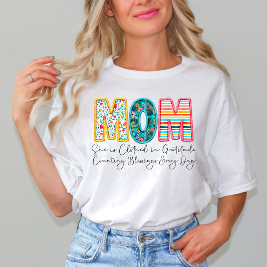 Clothed In Gratitude Mom #3022 - Ready to Press DTF Transfer Full Color
