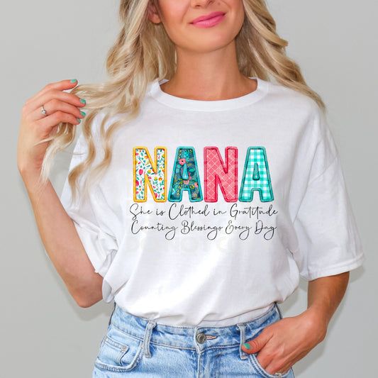 Clothed In Gratitude Nana #3046 - Ready to Press DTF Transfer Full Color