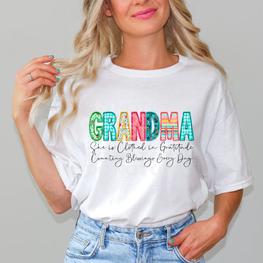 Clothed In Gratitude Grandma #3043 - Ready to Press DTF Transfer Full Color