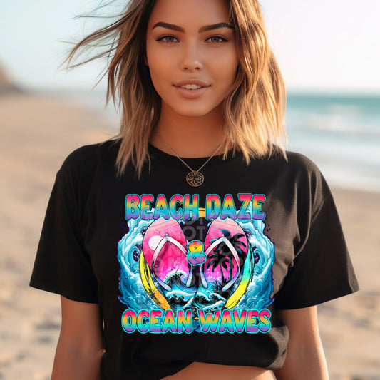 Beach Daze & Ocean Waves #3123 - Ready to Press DTF Transfer Full Color