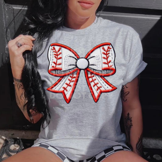 Coquette Bow - Baseball #3057- Ready to Press DTF Transfer Full Color