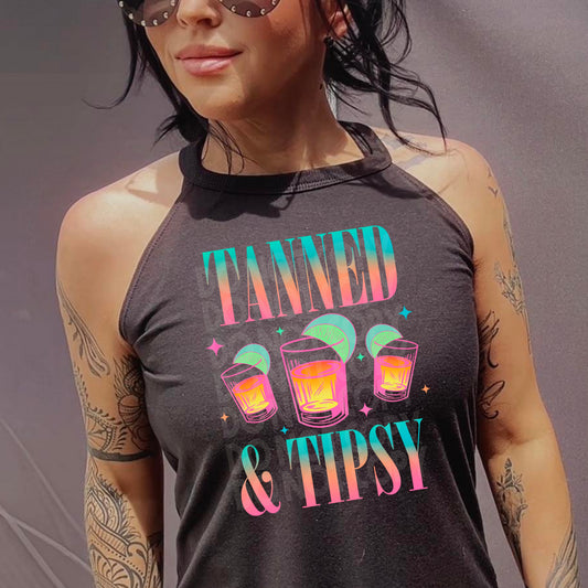 Tanned And Tipsy #3182 - Ready to Press DTF Transfer Full Color