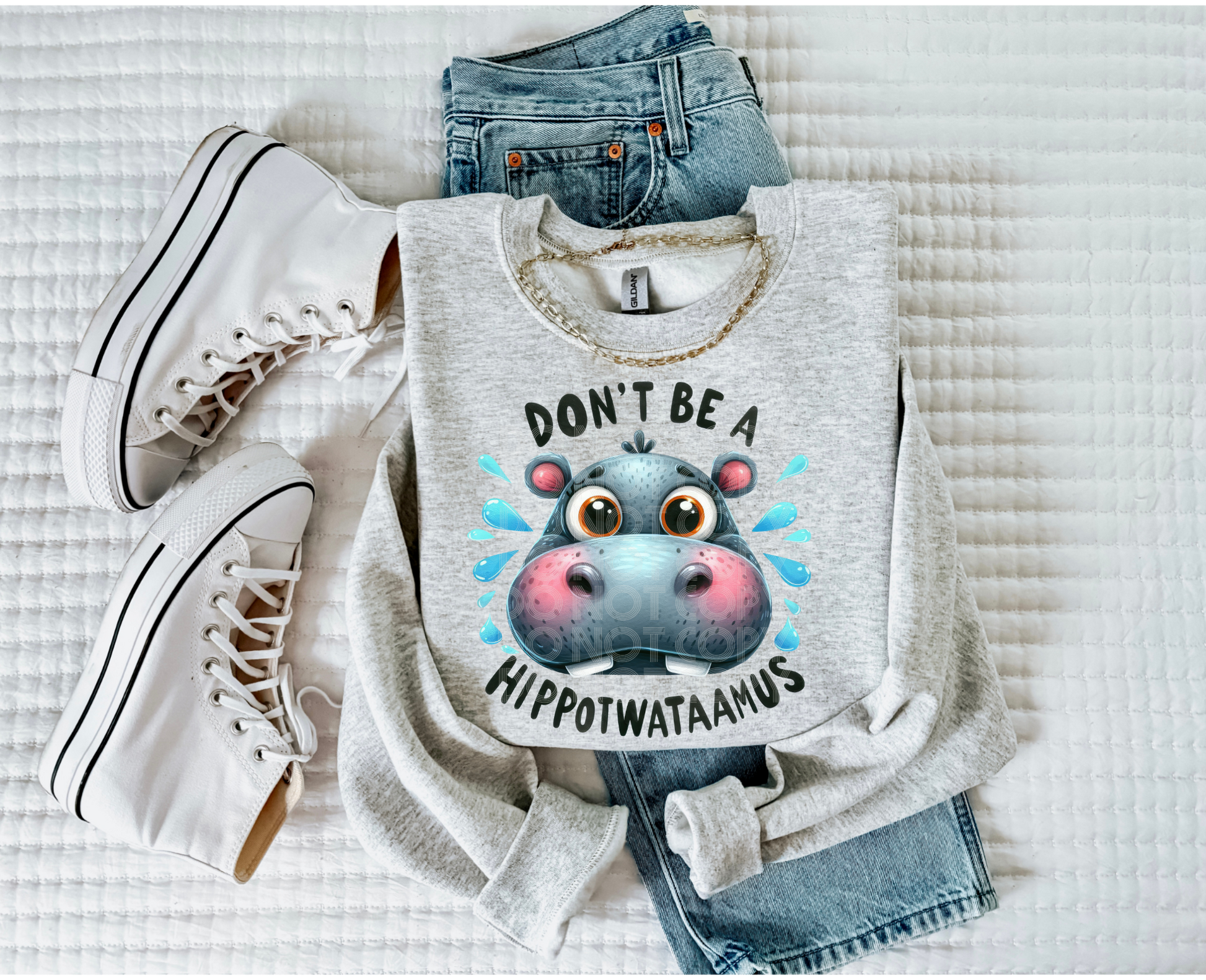 Don't Be A Hippotwataamus #4230 - Ready to Press DTF Transfer Full Color - Pro Blanks