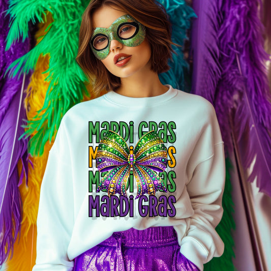 Mardi Gras Bow #4323 - Ready to Press DTF Transfer Full Color - Pro Blanks