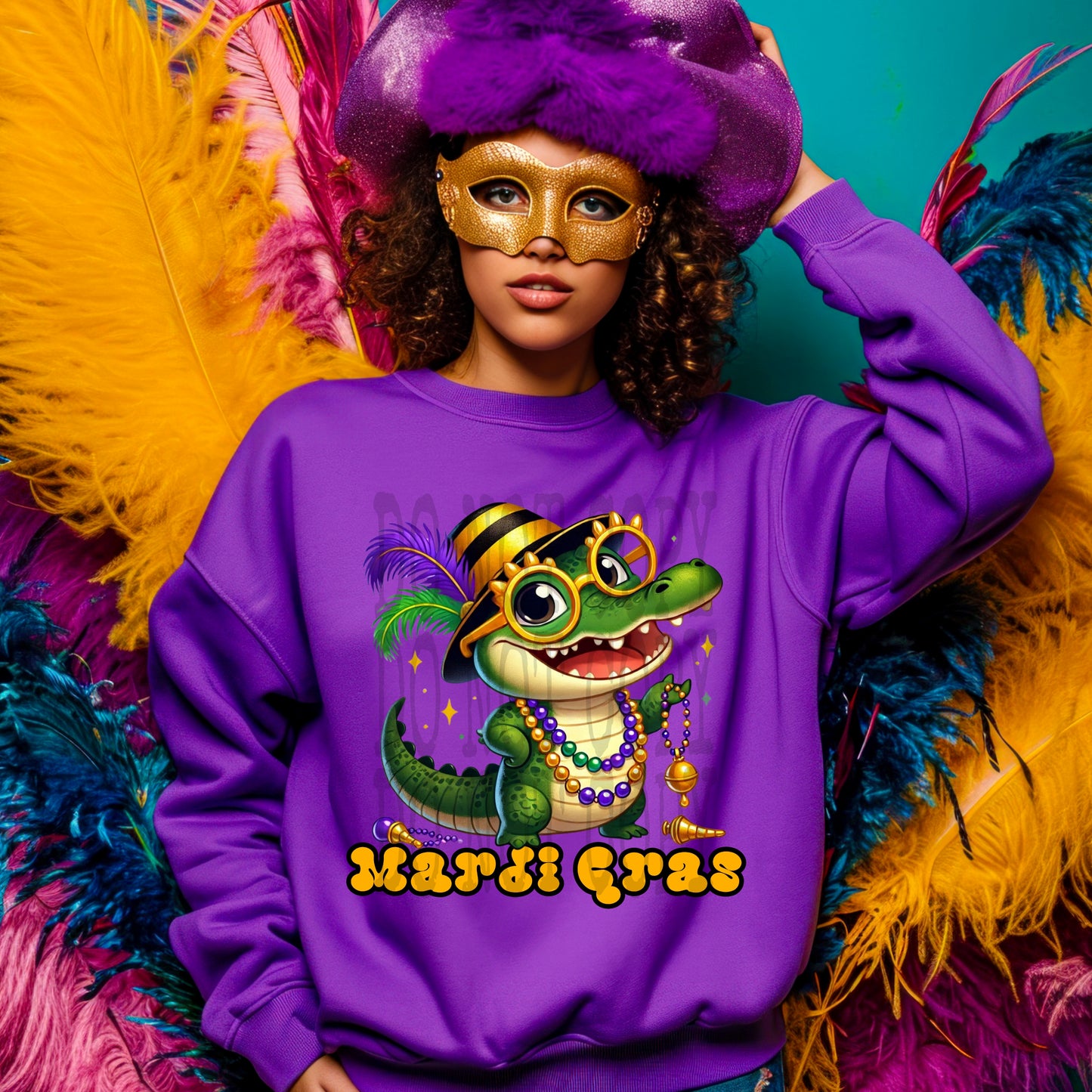 Croc Mardi Gras #4331 - Ready to Press DTF Transfer Full Color - Pro Blanks