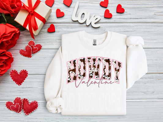 Howdy Valentine Pink Cow #4422 - Ready to Press DTF Transfer Full Color