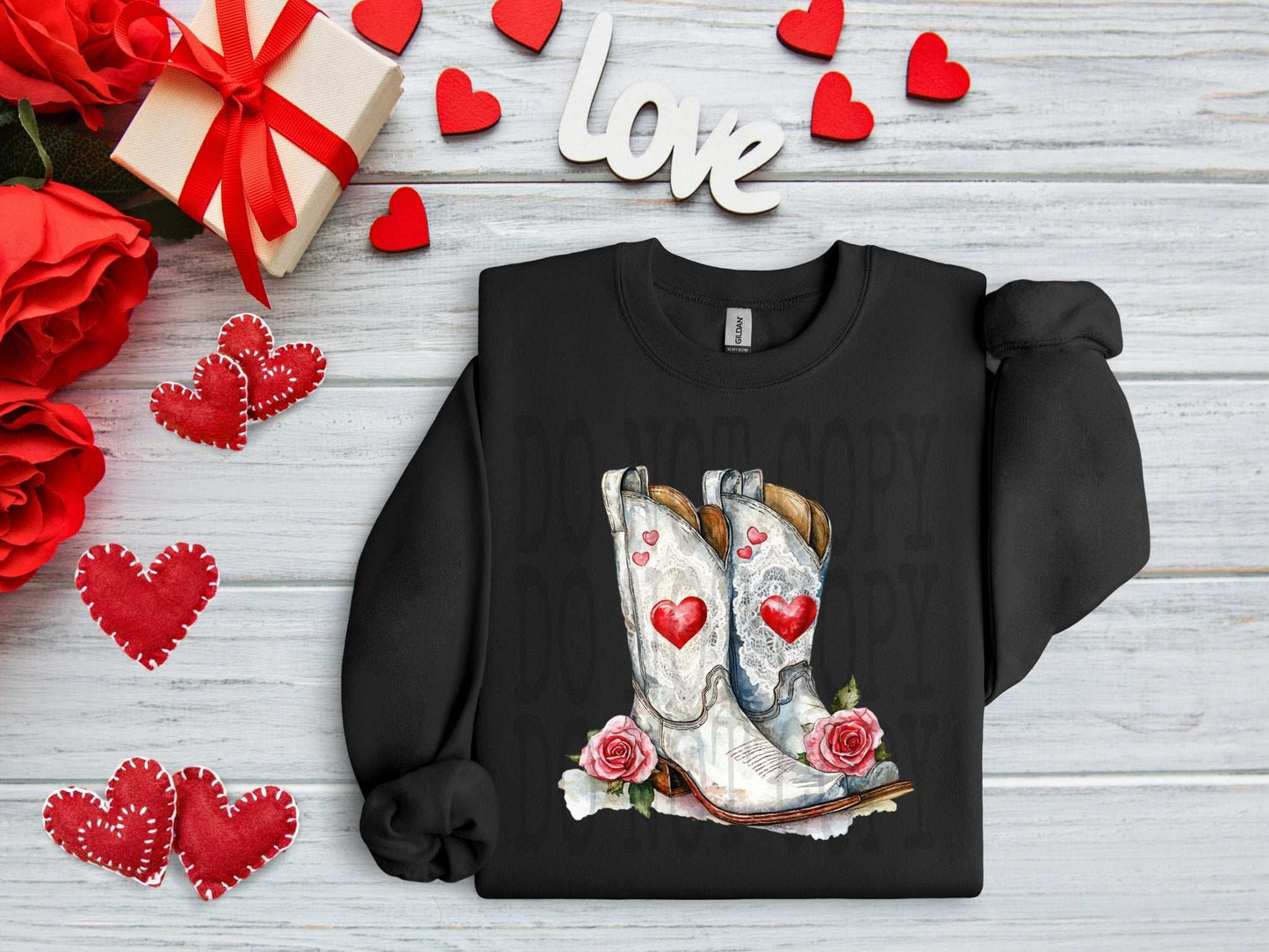 Heart Boots #4462 - Ready to Press DTF Transfer Full Color