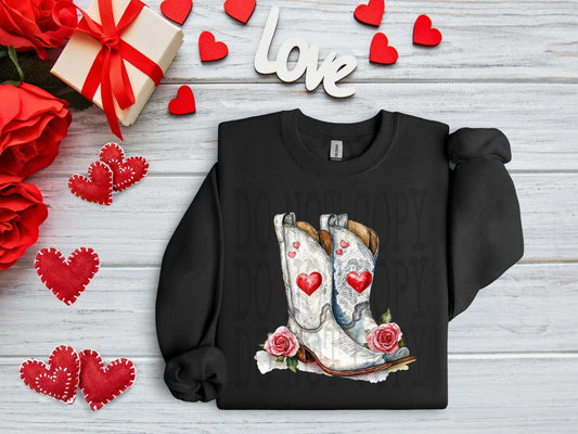 Heart Boots #4462 - Ready to Press DTF Transfer Full Color