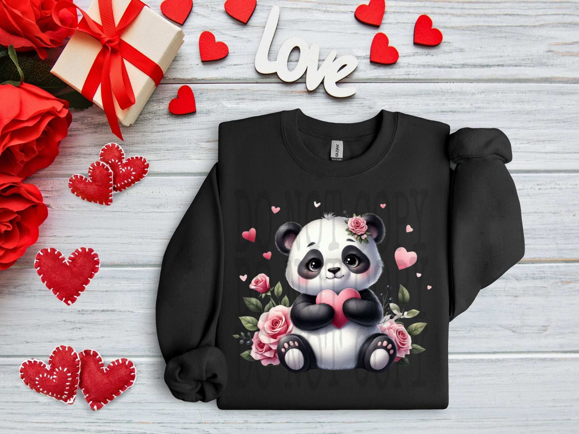 Panda Heart #4464 - Ready to Press DTF Transfer Full Color