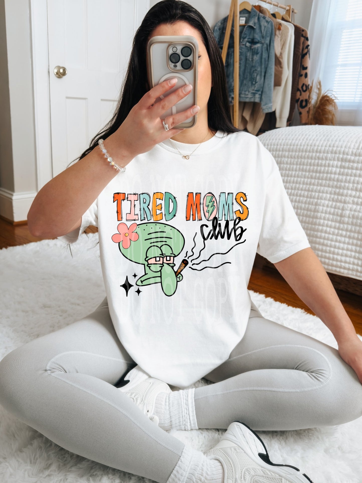 Tired Moms Club Squidward #4538 - Ready to Press DTF Transfer Full Color - Pro Blanks