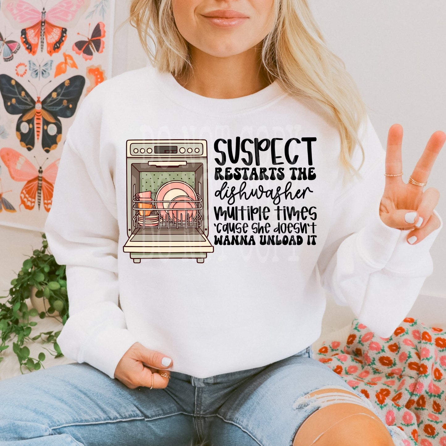 Suspect Dishwasher #4629 - Ready to Press DTF Transfer Full Color - Pro Blanks