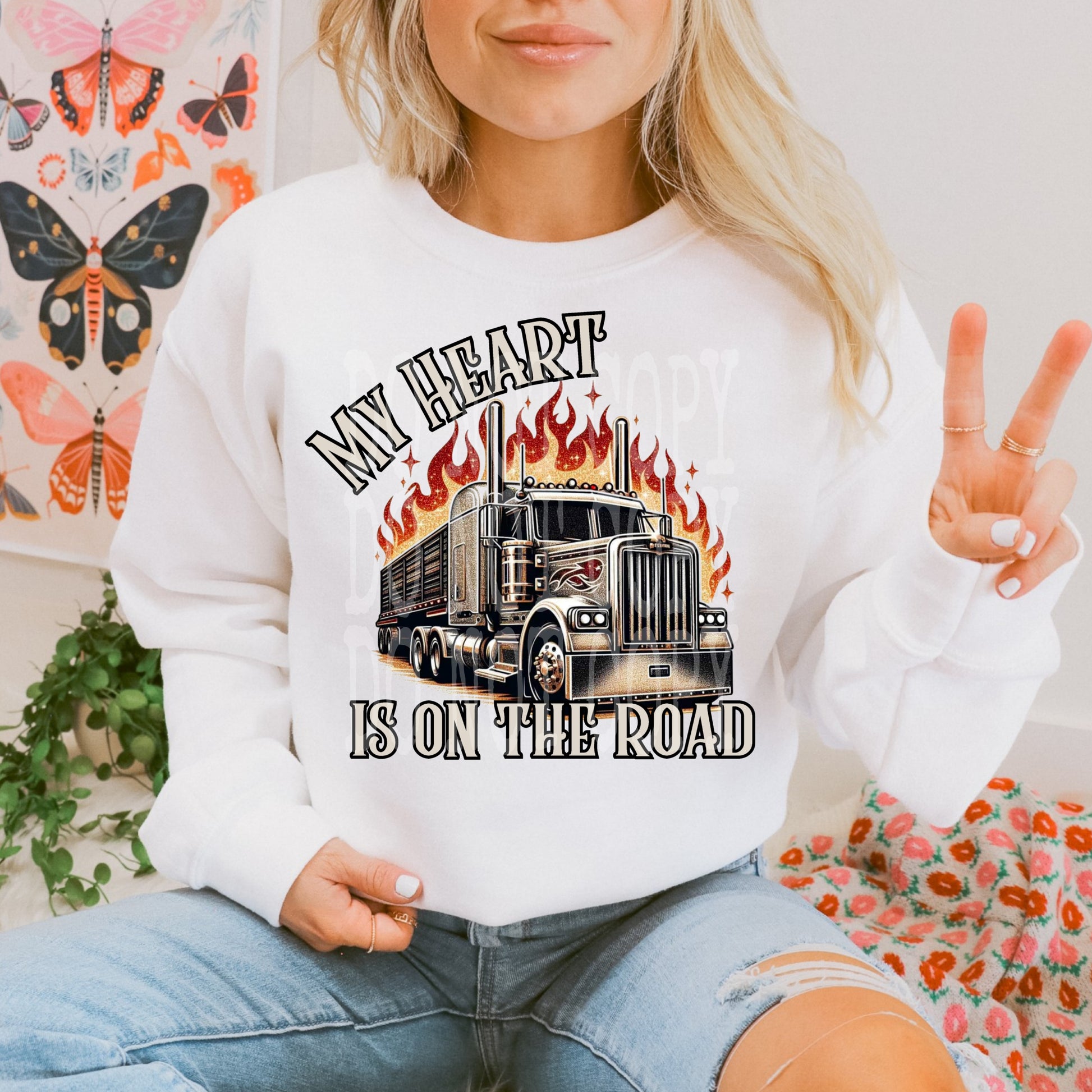 My Heart Is On The Road #4631 - Ready to Press DTF Transfer Full Color - Pro Blanks