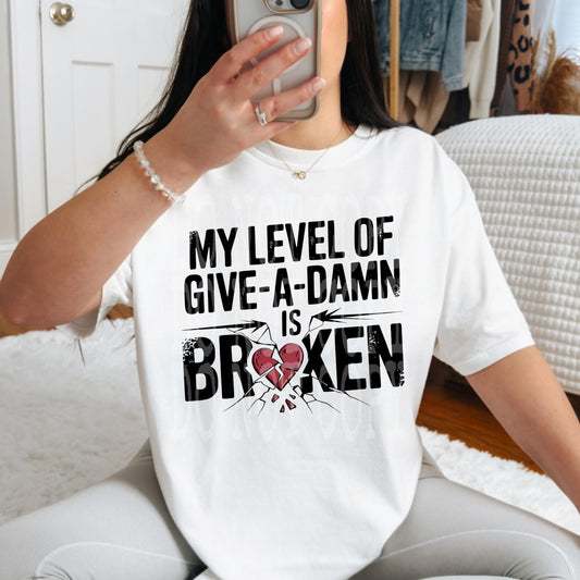 My Level Of Give A Damn #4637 - Ready to Press DTF Transfer Full Color - Pro Blanks