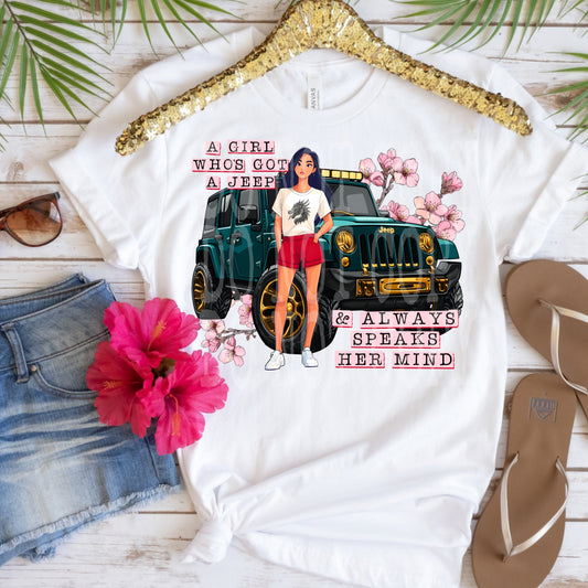 A Girl Who's Got A Jeep #5042 - Ready to Press DTF Transfer Full Color