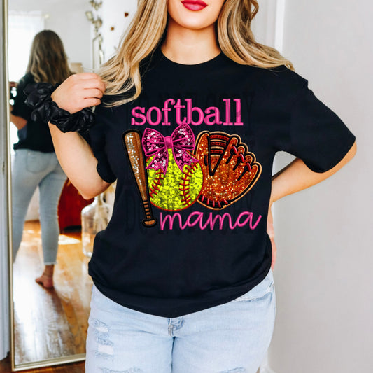 Softball Mama #4907 - Ready to Press DTF Transfer Full Color - Pro Blanks