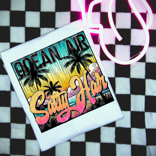 Ocean Air Salty Hair #5245 - Ready to Press DTF Transfer Full Color - Pro Blanks